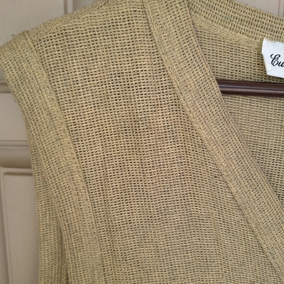 European Club LTD. Vest Plus Sz 20 Woven Fabric Button Down Beige P2P 23" L 31" - Picture 4 of 9
